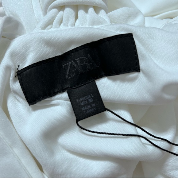 NWT Zara Ruched Halter Maxi Dress White Size Large Bridal Shower Rehearsal - Picture 4 of 16